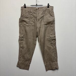 Witchery Women 100% Linen Cropped Cargo Pants Size 12 Utility C072 -4